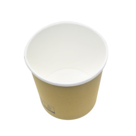 Contenitore di Cartone Kraft con Bordo Bianco 350ml Ø9,0cm (25 Pezzi)