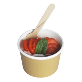 Contenitore di Cartone Kraft con Bordo Bianco 250ml Ø9,0cm (25 Pezzi)