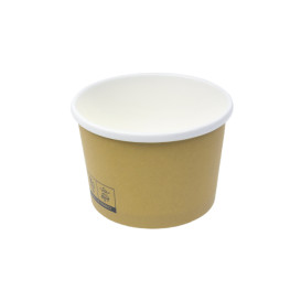 Contenitore di Cartone Kraft con Bordo Bianco 250ml Ø9,0cm (25 Pezzi)