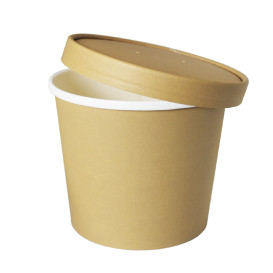 Coperchio in Cartone Kraft per Contenitore da Ø9,8cm (25 Pezzi)