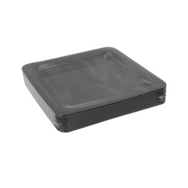 Piatto Riutilizzabile di PP Rigido Quadrato Nero 18x18cm (20 Pezzi)