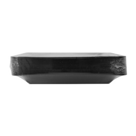 Piatto Riutilizzabile di PP Rigido Quadrato Nero 18x18cm (20 Pezzi)