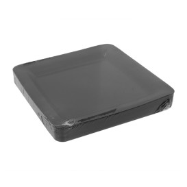 Piatto Riutilizzabile di PP Rigido Quadrato Nero 23x23cm (20 Pezzi)