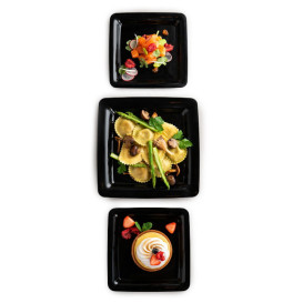 Piatto Riutilizzabile di PP Rigido Quadrato Nero 23x23cm (200 Pezzi)