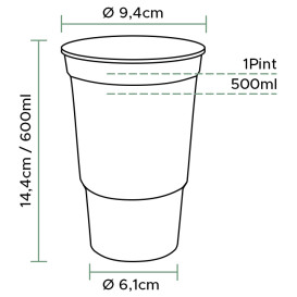 Bicchiere Riutilizzabile PP Trasparente 600ml Ø9,4cm (800 Pezzi)