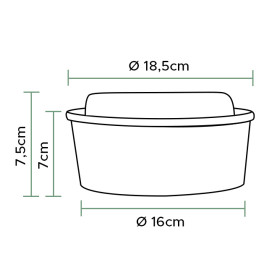 Contenitori di Cartone Kraft-Kraft con Coperchio PET 1.300ml (240 Pezzi)