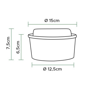 Contenitori di Cartone Kraft-Kraft con Coperchio PET 750ml Ø15cm (250 Pezzi)