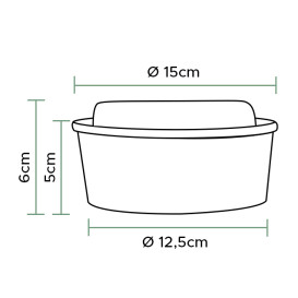 Contenitori di Cartone Kraft-Kraft con Coperchio PET 500ml Ø15cm (50 Pezzi)