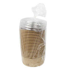 Contenitori di Cartone Kraft-Kraft con Coperchio PET 1.300ml (240 Pezzi)