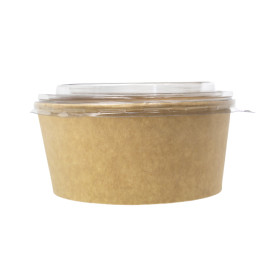Contenitori di Cartone Kraft-Kraft con Coperchio PET 750ml Ø15cm (250 Pezzi)