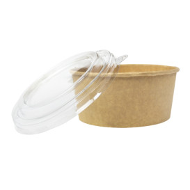 Contenitori di Cartone Kraft-Kraft con Coperchio PET 750ml Ø15cm (250 Pezzi)