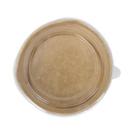 Contenitori di Cartone Kraft-Kraft con Coperchio PET 750ml Ø15cm (250 Pezzi)