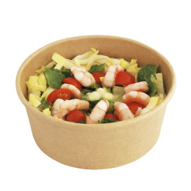 Contenitori di Cartone Kraft-Kraft con Coperchio PET 750ml Ø15cm (250 Pezzi)