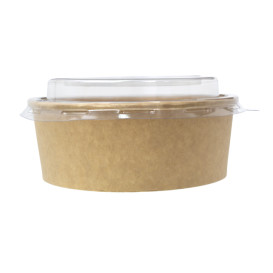 Contenitori di Cartone Kraft-Kraft con Coperchio PET 500ml Ø15cm (50 Pezzi)
