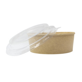 Contenitori di Cartone Kraft-Kraft con Coperchio PET 500ml Ø15cm (50 Pezzi)