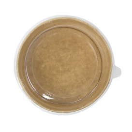 Contenitori di Cartone Kraft-Kraft con Coperchio PET 500ml Ø15cm (50 Pezzi)