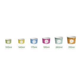 Coppette di Carta per Gelato 5oz/140ml "Cool&Yummy" (50 Pezzi)