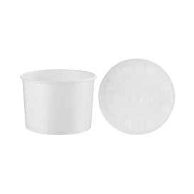 Coppette di Carta Bianca con Coperchio PP 350ml (50 Pezzi)