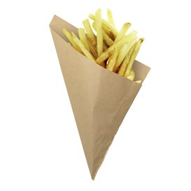 Cono di Carta Antigrasso Kraft 19,5cm 50gr (2.000 Pezzi)