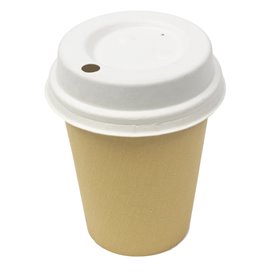 Coperchio con Foro in Fibra di Cellulosa Modellata Bianco Ø8,0cm (1.500 Pezzi)
