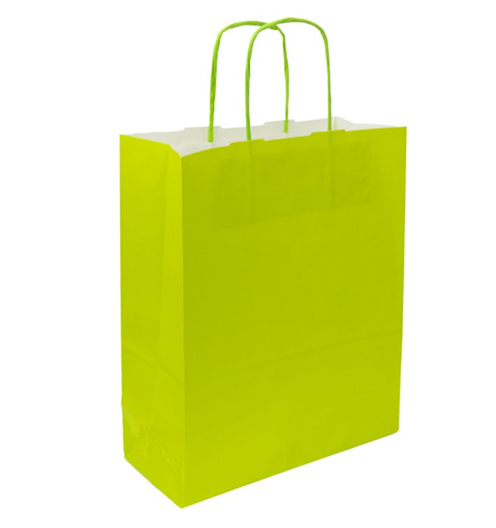 Buste Shopper in Carta Verde 90g/m² 28+10x22 cm (25 Pezzi) Buste Shopper in Carta Verde 90g/m² 28+10x22 cm (25 Pezzi)