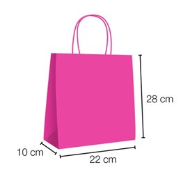 Sacchetto di carta fucsia con manici 90g/m² 28+10x22 cm (250 Pezzi)