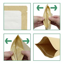 Sacchetto DoyPack di Carta con chiusura e finestra Bianco 25+12x35cm (50 Pezzi)