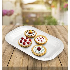 Vassoio di Carta Anti-grasso Bianco 15x23cm 250g/m² (50 Pezzi)
