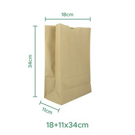 Sacchetto di Carta Kraft 60g/m² 18+11x34cm (25 Pezzi)