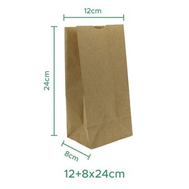 Sacchetto di Carta Kraft 50g/m² 12+8x24cm (1.000 Pezzi)