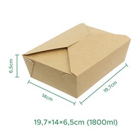 Contenitore di Cibo Kraft 19,7x14x6,5cm 1800ml (25 Pezzi)