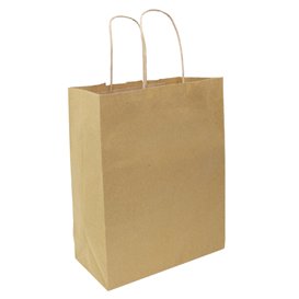 Sacchetti di carta Kraft con manico piatto 80g/m² 22+10x28cm (50 Pezzi)