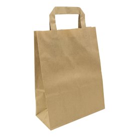 Sacchetti di carta Kraft con manico piatto 80g/m² 22+10x28cm (50 Pezzi)