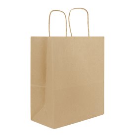 Sacchetti di carta Kraft con manico piatto 80g/m² 22+10x28cm (250 Pezzi)