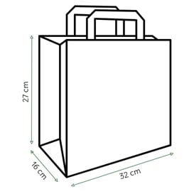 Buste di Carta Bianche con Manici Piatti 80g/m² 32+16x27cm (300 Pezzi)