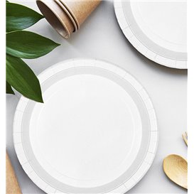 Piatto di Carta Tondo Anti-grasso Bianco Ø22cm 220g/m² (50 Pezzi)