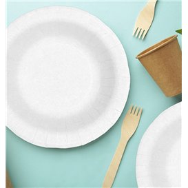 Piatto Fondo di Carta Anti-grasso Bianco Ø19cm 250g/m² (500 Pezzi)