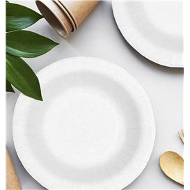 Piatto Fondo di Carta Anti-grasso Bianco Ø19cm 250g/m² (50 Pezzi)