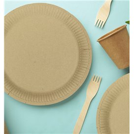 Piatto in Cartone Rondo “Radial” Kraft Ø23cm 200gr/m² (50 Pezzi)
