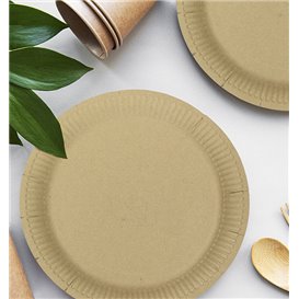 Piatto in Cartone Rondo “Radial” Kraft Ø23cm 200gr/m² (50 Pezzi)