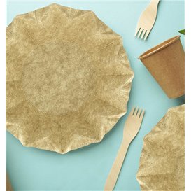Piatto Fondo di Carta Kraft “Flower” Ø16cm 245g/m² (800 Pezzi)