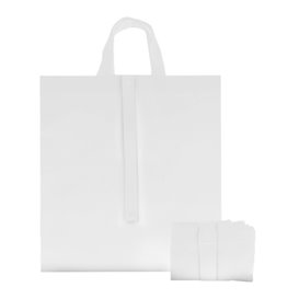Sacchetto PREMIUM Pieghevole Non Tessuto Manico Corto Bianco 40+15x40cm (25 Pezzi)