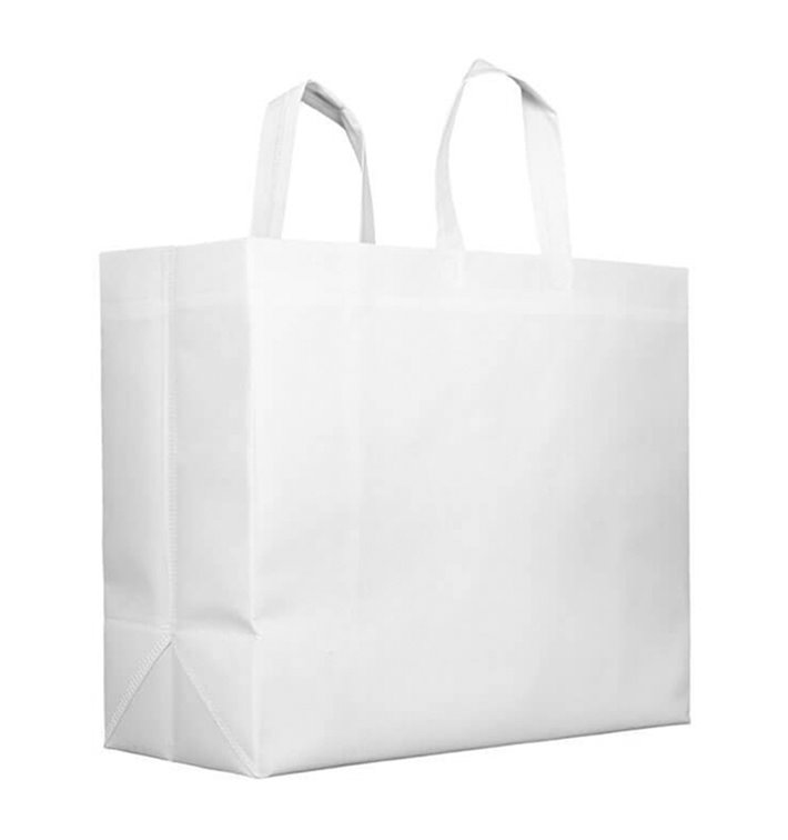 Sacchetto Non Tessuto PREMIUM Grande Bianco 45+20x40cm (100 Pezzi) Sacchetto Non Tessuto PREMIUM Grande Bianco 45+20x40cm (100 Pezzi)