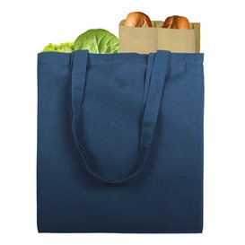 Sacchetto Cotone con Manico Lungo Blu Marino 38x42cm (200 Pezzi)