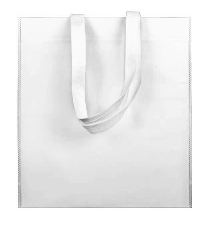 Sacchetto TNT Manico Lungo Bianco 38x42cm (25 Pezzi) Sacchetto TNT Manico Lungo Bianco 38x42cm (25 Pezzi)