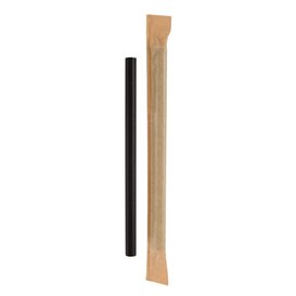 Cannucce Carta Dritta Naturale Imbustato Kraft Ø8mm 14cm (100 Pezzi)