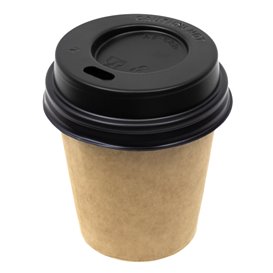 Coperchio con foro PS per tazza in cartone nero da 3Oz Ø5,8cm (1.000 Pezzi)
