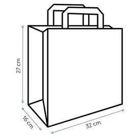 Buste di Carta Bianche con Manici Piatti 80g/m² 32+16x27cm (25 Pezzi)