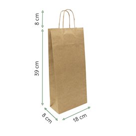 Sacchetti in Carta Kraft per Bottiglie 18+8x39cm (300 Pezzi)