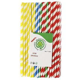 Cannuccia Flessible di Carta Assortimento Ø6mm 23cm (3.000 Pezzi)